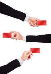 Businessman's hand holding  business card