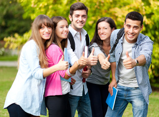 Group of students showing ok sign