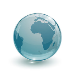 glass globe earth map 3d blue