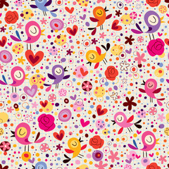 birds & flowers pattern