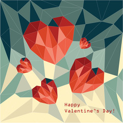Polygonal red hearts