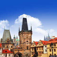 Fototapeta premium piękny medeival Praga, widok na most Karola