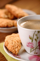 homemade cookies with oatmeal and coffee