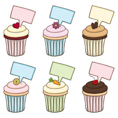 Doodle Cupcake Set with Signs