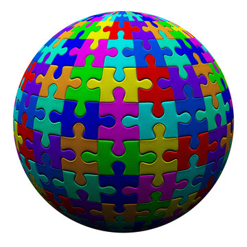 Colorful puzzle ball, 3d