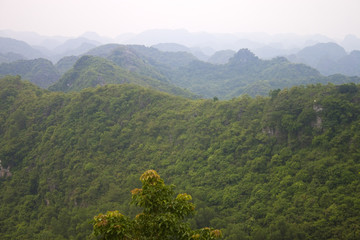 Panorama of hills at Cat Ba island in Vietnam