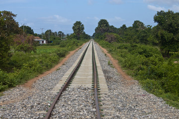 Obraz premium Railway in the countryside of Cambodia