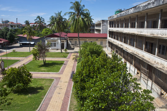 Courtyard of Tuol Sleng  (S21) Prison, Phnom Penh, Cambodia