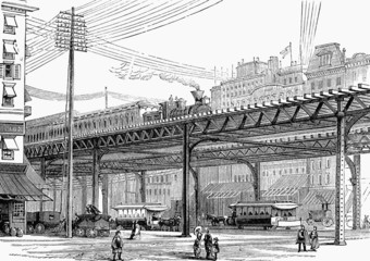 Naklejka premium New York elevated railway