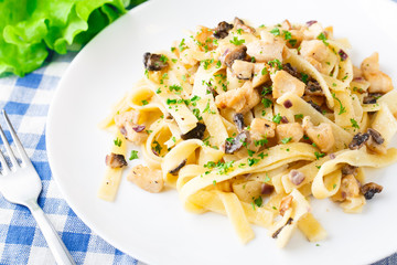 Pasta with chicken and mushroom