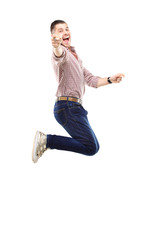Handsome man jumping