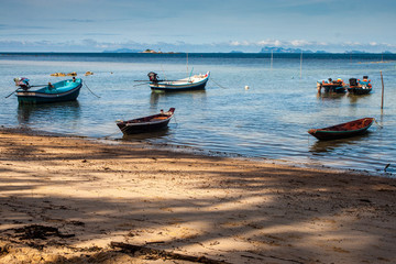 Boats on Chao Phao beach at Koh Phangan island, Thailand