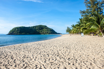 Mae Haad beach and Koh Ma islet on Koh Phangan island, Thailand