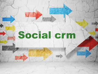 Finance concept: arrow with Social CRM on grunge wall background