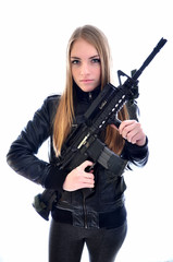Fototapeta premium beautiful sexy girl holding gun