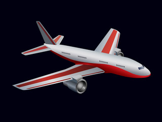 airplane on black background