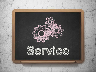 Business concept: Gears and Service on chalkboard background