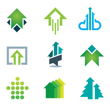 Green arrows logo and icon set