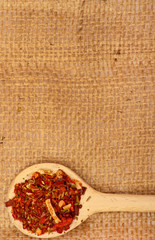 Spices on burlap