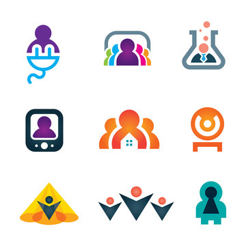 People in objects social media network icon set