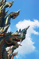 Fototapeta na wymiar Thai dragon, King of Naga statue in Temple Thailand.