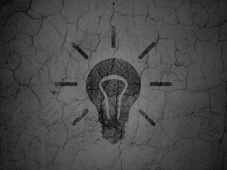 Finance concept: Light Bulb on grunge wall background