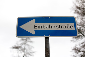 german one-way street sign