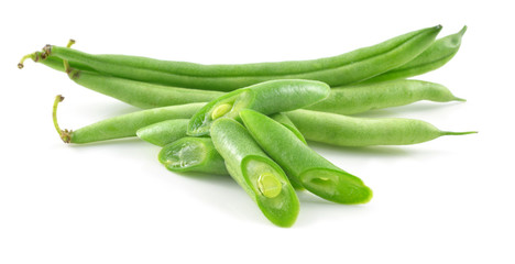 green beans on white background