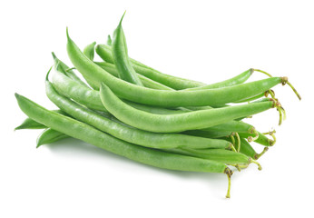 green beans on white background