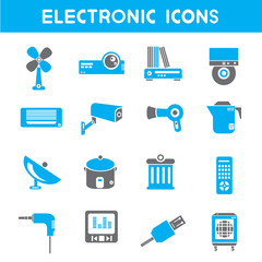 electronic icons, blue color theme
