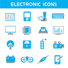 electronic icons, blue color theme