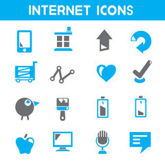 internet icons, blue color theme