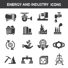 energy icons, industry icons, power icons