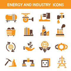 energy icons, industry icons, power icons, orange color theme
