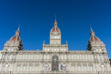 Obraz premium A Coruna Town Hall on Maria Pita Square in Galicia, Spain.