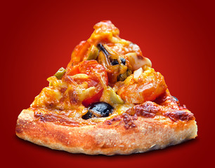 Pizza slice with seafood