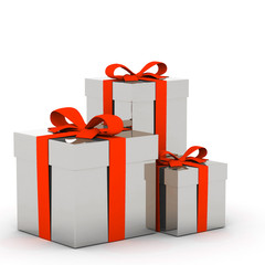 3d Gift box and ribbon