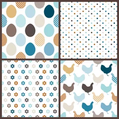 4 Seamless Pattern Easter Egg & Chicken Retro © Jan Engel