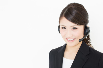 young asian businesswoman with headset