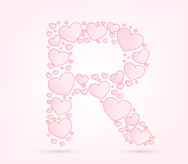 Font of hearts vector illustration