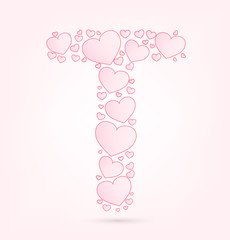 Font of hearts vector illustration