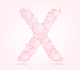 Font of hearts vector illustration