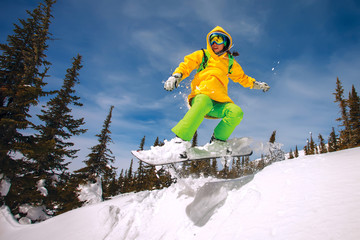 Snowboarder jumping