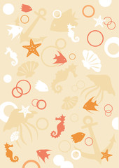 Sea animals background, vector illustration