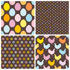 4 Seamless Pattern Easter Egg & Chicken Blue/Pastel Dark © Jan Engel