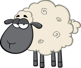 Obraz premium Cute Black Head Sheep Cartoon Mascot Character