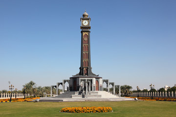 Fototapeta premium Clock tower at the University of Sharjah, UAE
