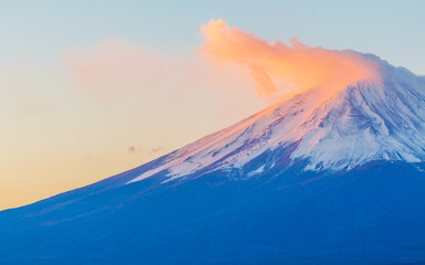 Mountain Fuji in Japan during sunset - obrazy, fototapety, plakaty