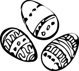 Preview three painted Easter eggs painted