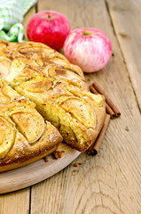Pie apple on a blackboard